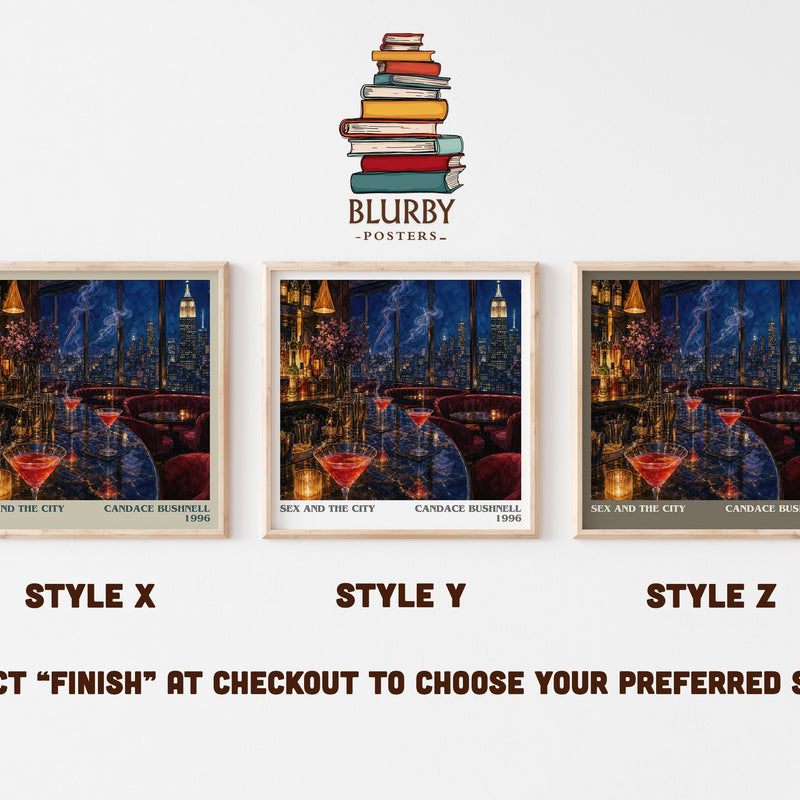 Sex and the City literary print in frame leaning in hallway – contemporary fiction wall art