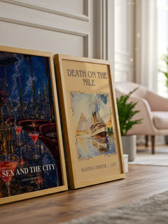 Sex and the City watercolour print framed by window – literary home decor