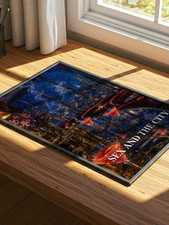 Sex and the City watercolour book poster framed on wall – contemporary fiction wall art