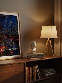 Sex and the City watercolour print on bookshelf – Candace Bushnell fan gift