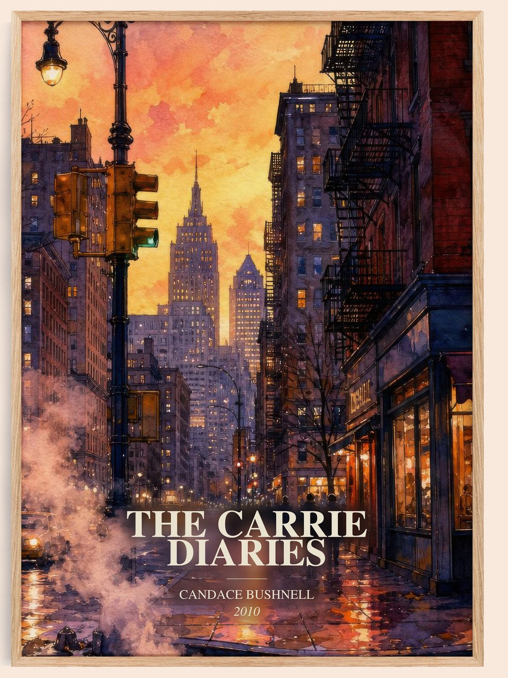 The Carrie diaries watercolour book poster by Candace Bushnell – framed literary art print