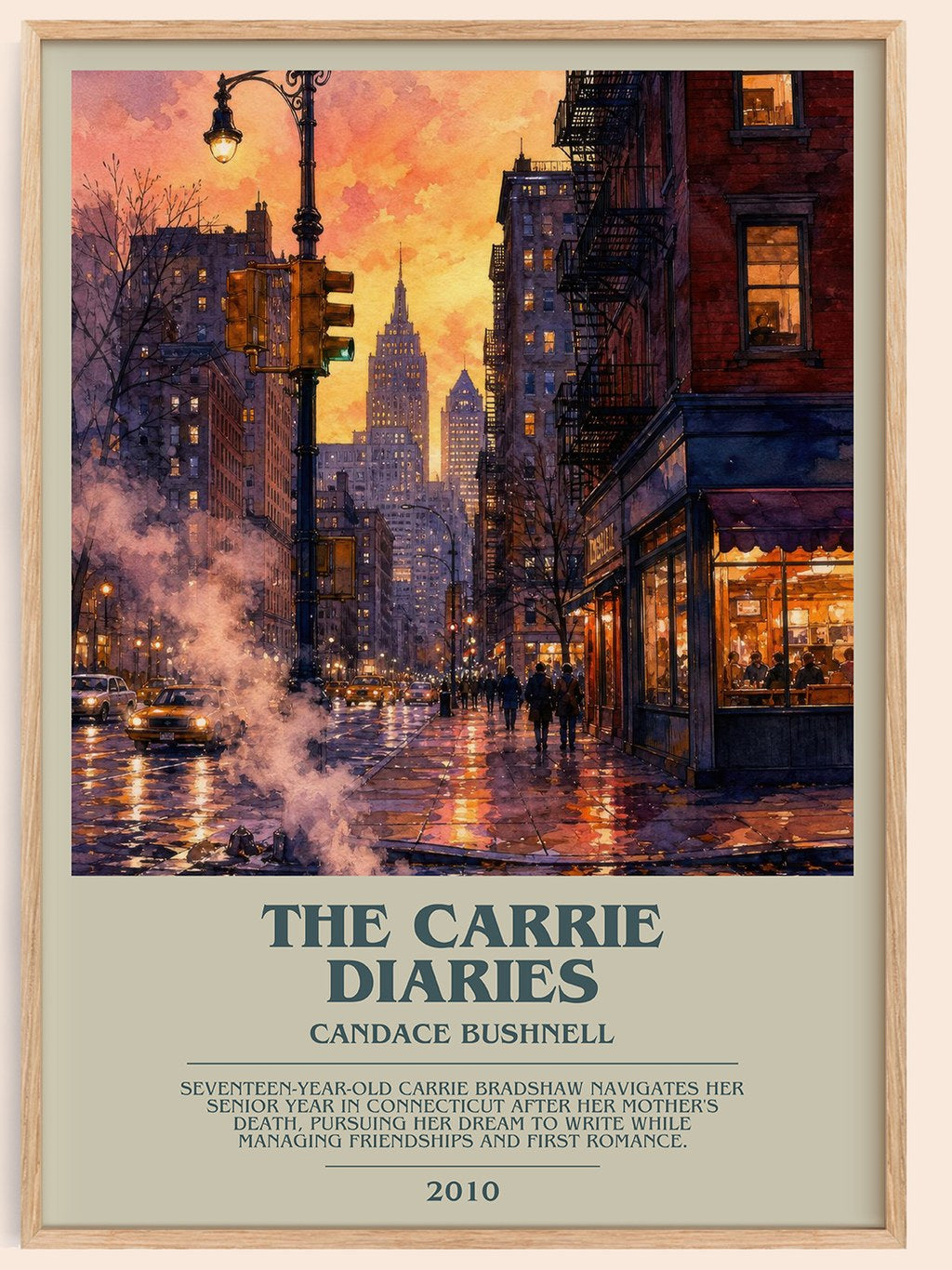 The Carrie diaries bookish book poster by Candace Bushnell – framed literary art print