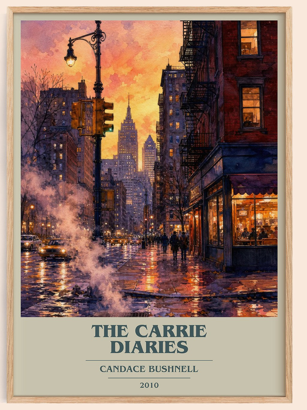 The Carrie diaries book cover book poster by Candace Bushnell – framed literary art print
