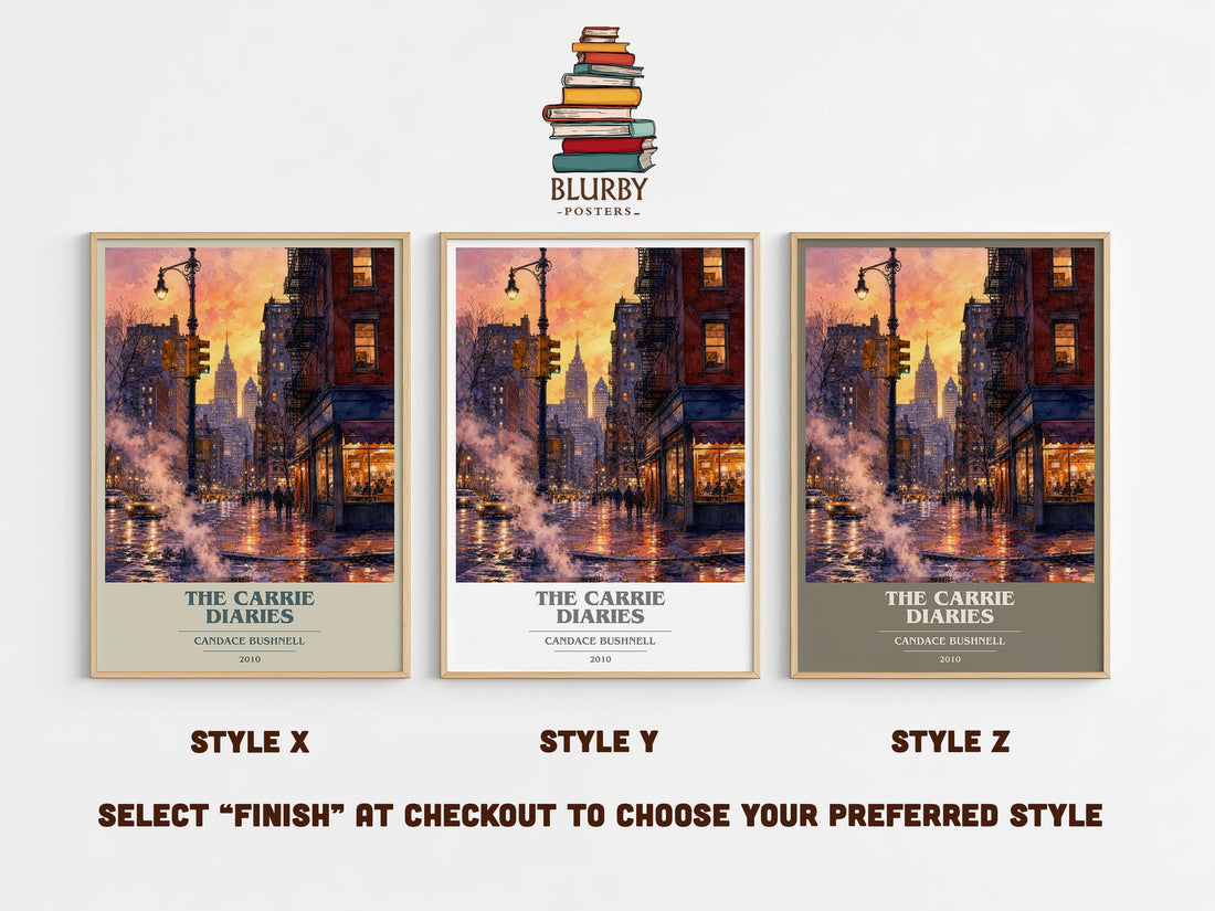 The Carrie diaries book cover print in frame leaning in hallway – young adult wall art (mockup)