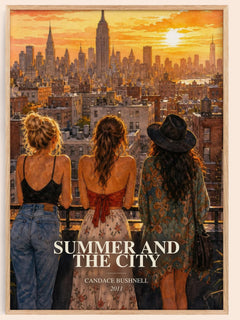 Summer and the city watercolour book poster by Candace Bushnell – framed literary art print