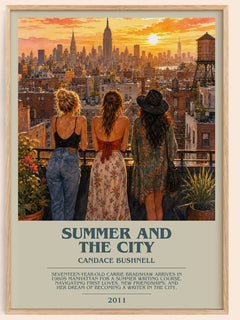 Summer and the city bookish book poster by Candace Bushnell – framed literary art print