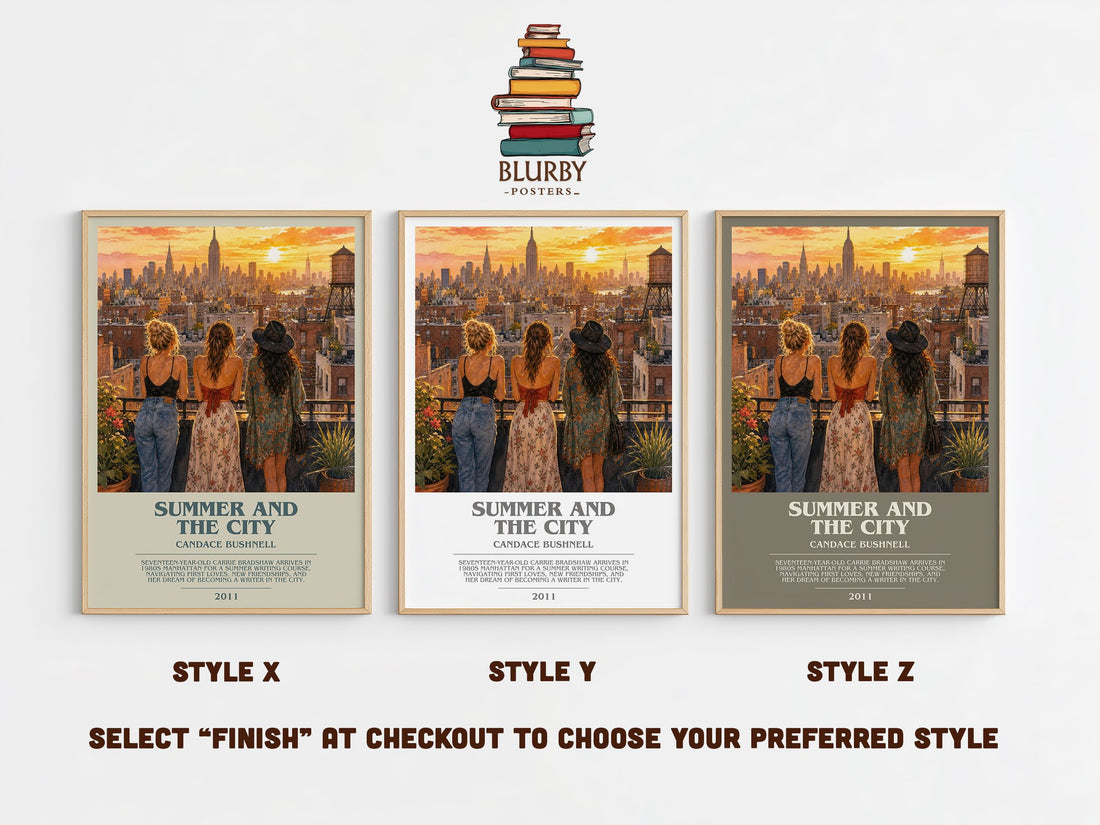 Summer and the city bookish print in frame leaning in hallway – young adult wall art (mockup)
