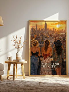 Summer and the city watercolour print in frame leaning in hallway – young adult wall art
