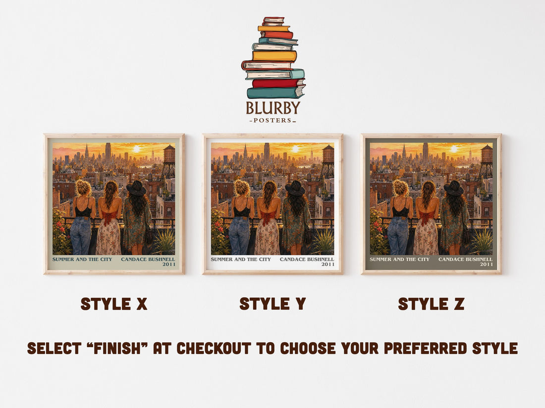 Summer and the city literary print in frame leaning in hallway – young adult wall art (mockup)