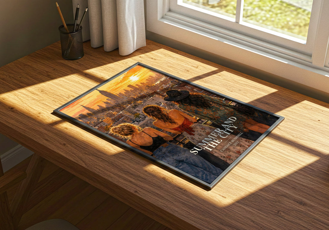 Summer and the city watercolour book poster framed on wall – young adult wall art