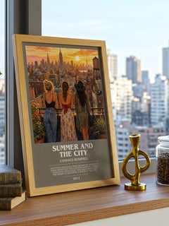 Summer and the city bookish print framed by window – literary home decor