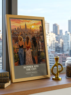 Summer and the city book cover print framed by window – literary home decor