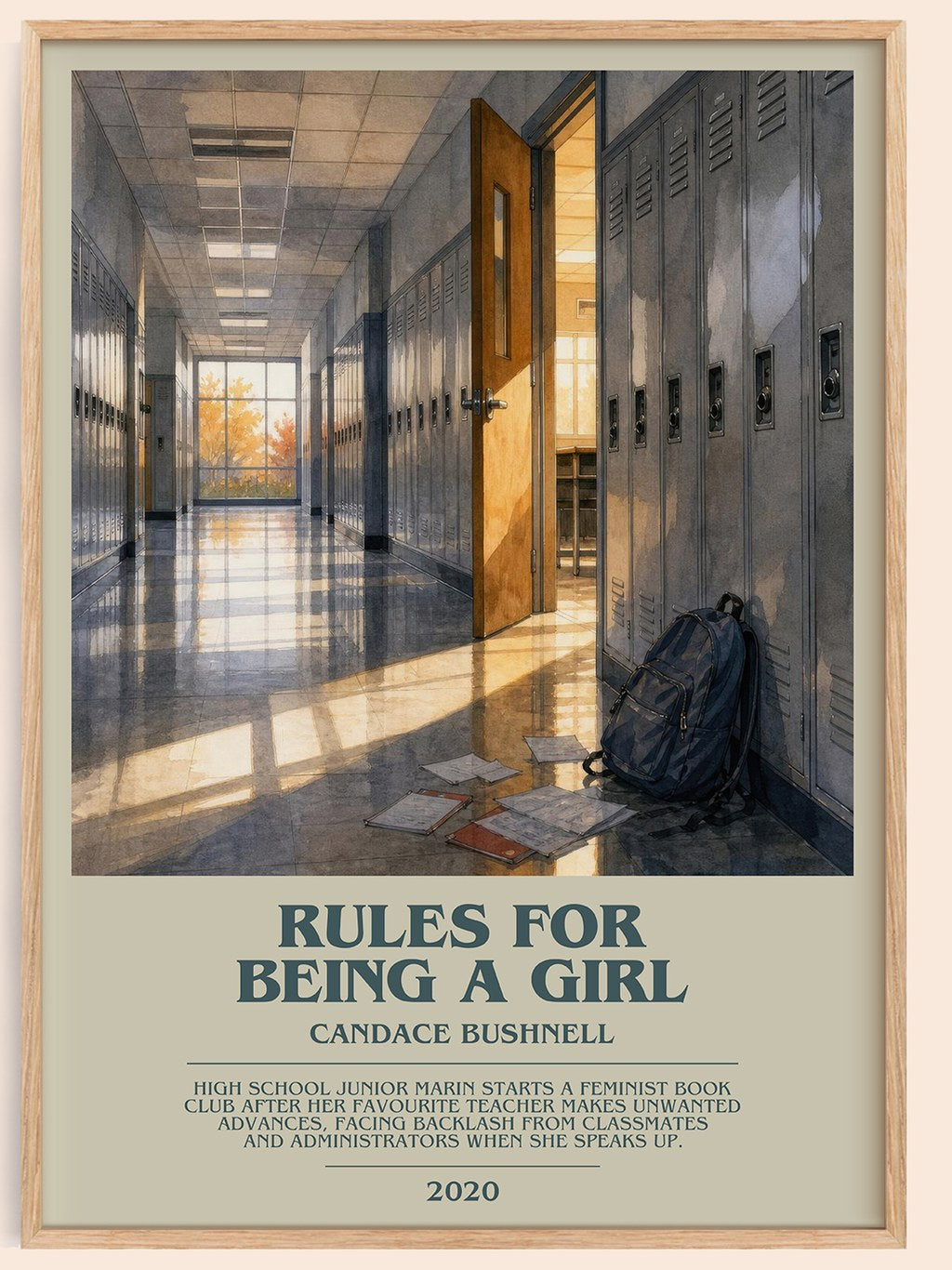 Rules for Being a Girl bookish book poster by Candace Bushnell – framed literary art print