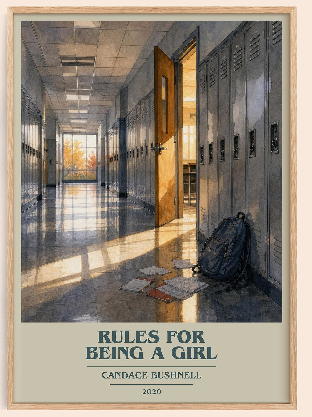 Rules for Being a Girl book cover book poster by Candace Bushnell – framed literary art print