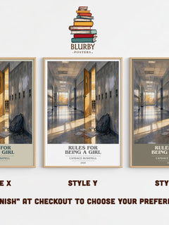 Rules for Being a Girl book cover print in frame leaning in hallway – young adult wall art