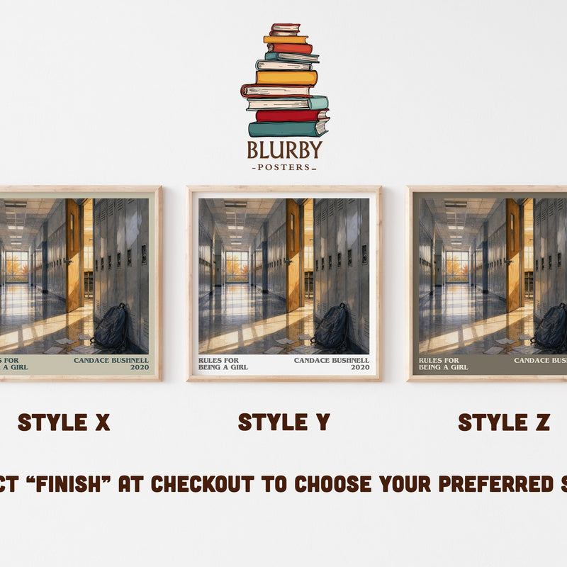 Rules for Being a Girl literary print in frame leaning in hallway – young adult wall art