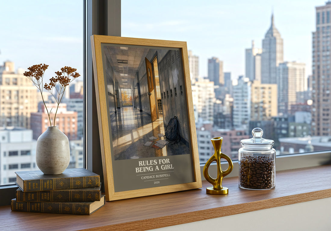 Rules for Being a Girl book cover print framed by window – literary home decor