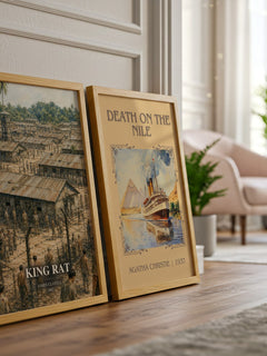King Rat watercolour print framed by window – literary home decor