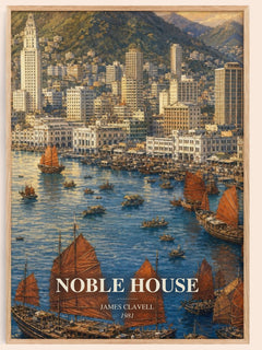 Noble House watercolour book poster by James Clavell – framed literary art print