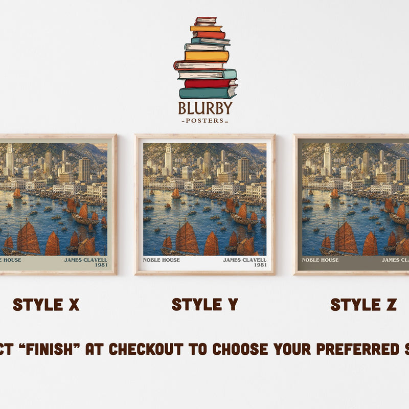 Noble House literary print in frame leaning in hallway – historical fiction wall art