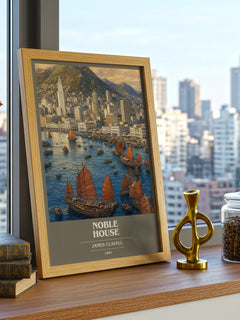 Noble House book cover print framed by window – literary home decor