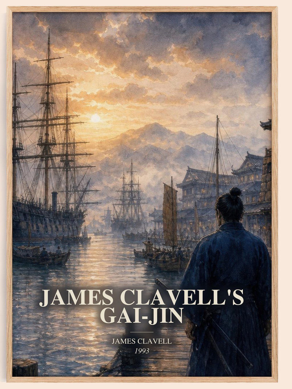 James Clavell's Gai-Jin watercolour book poster by James Clavell – framed literary art print