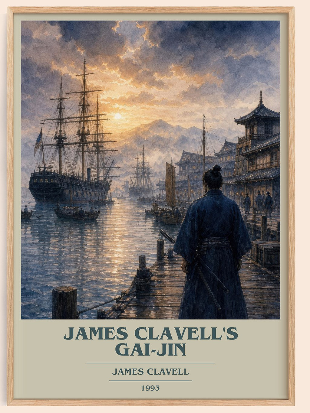 James Clavell's Gai-Jin book cover book poster by James Clavell – framed literary art print