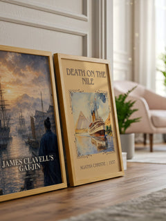 James Clavell's Gai-Jin watercolour print framed by window – literary home decor