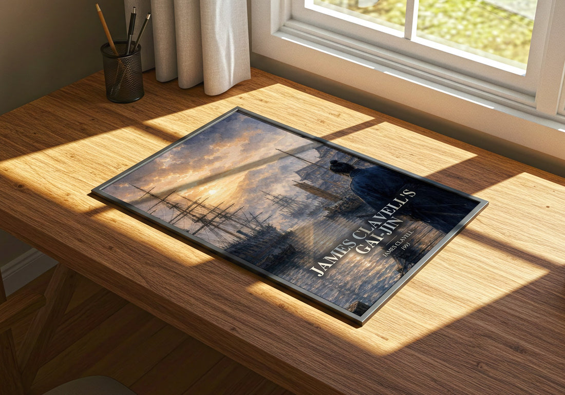 James Clavell's Gai-Jin watercolour book poster framed on wall – historical fiction wall art