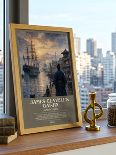 James Clavell's Gai-Jin bookish print framed by window – literary home decor