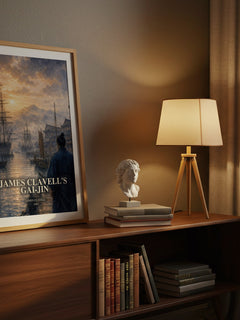 James Clavell's Gai-Jin watercolour print on bookshelf – James Clavell fan gift