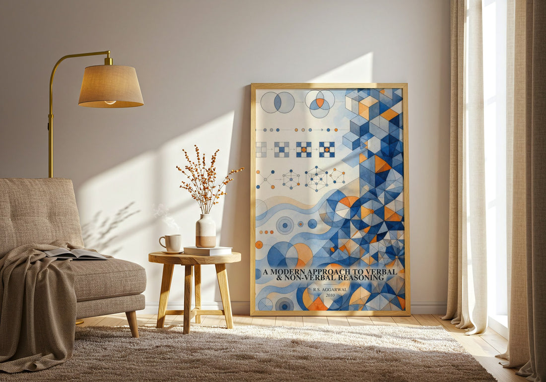 A Modern Approach to Verbal & Non-Verbal Reasoning watercolour print in frame leaning in hallway – __new__:educational wall