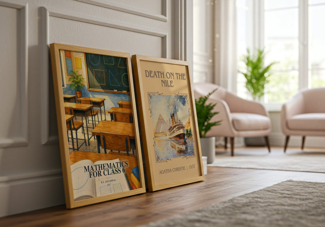 Mathematics For Class 6 watercolour print framed by window – literary home decor
