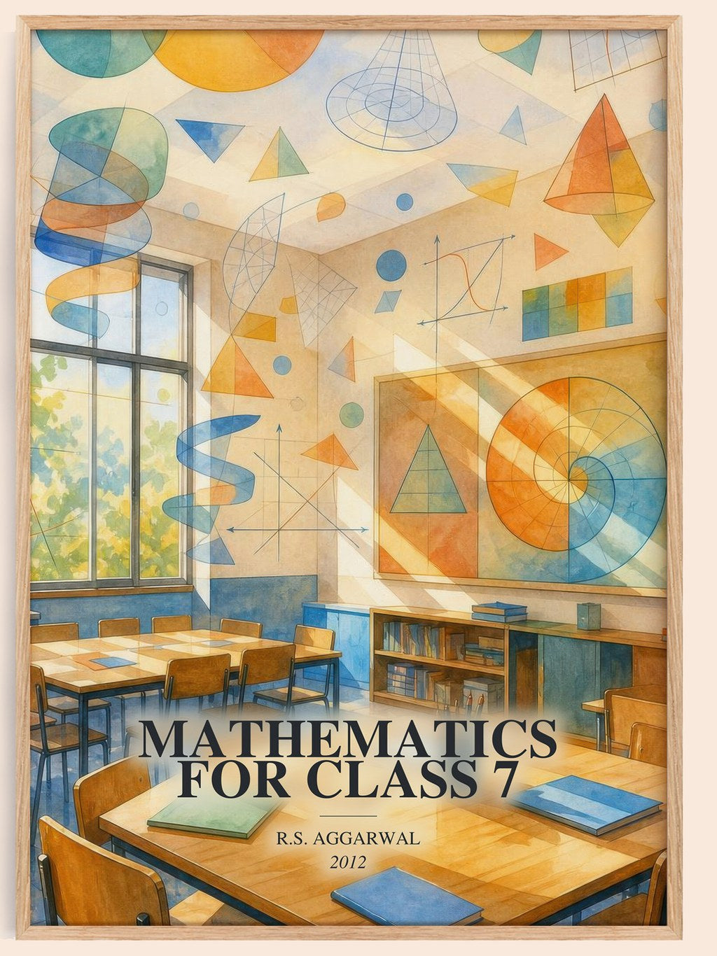 Mathematics For Class 7 watercolour book poster by R.S. Aggarwal – framed literary art print