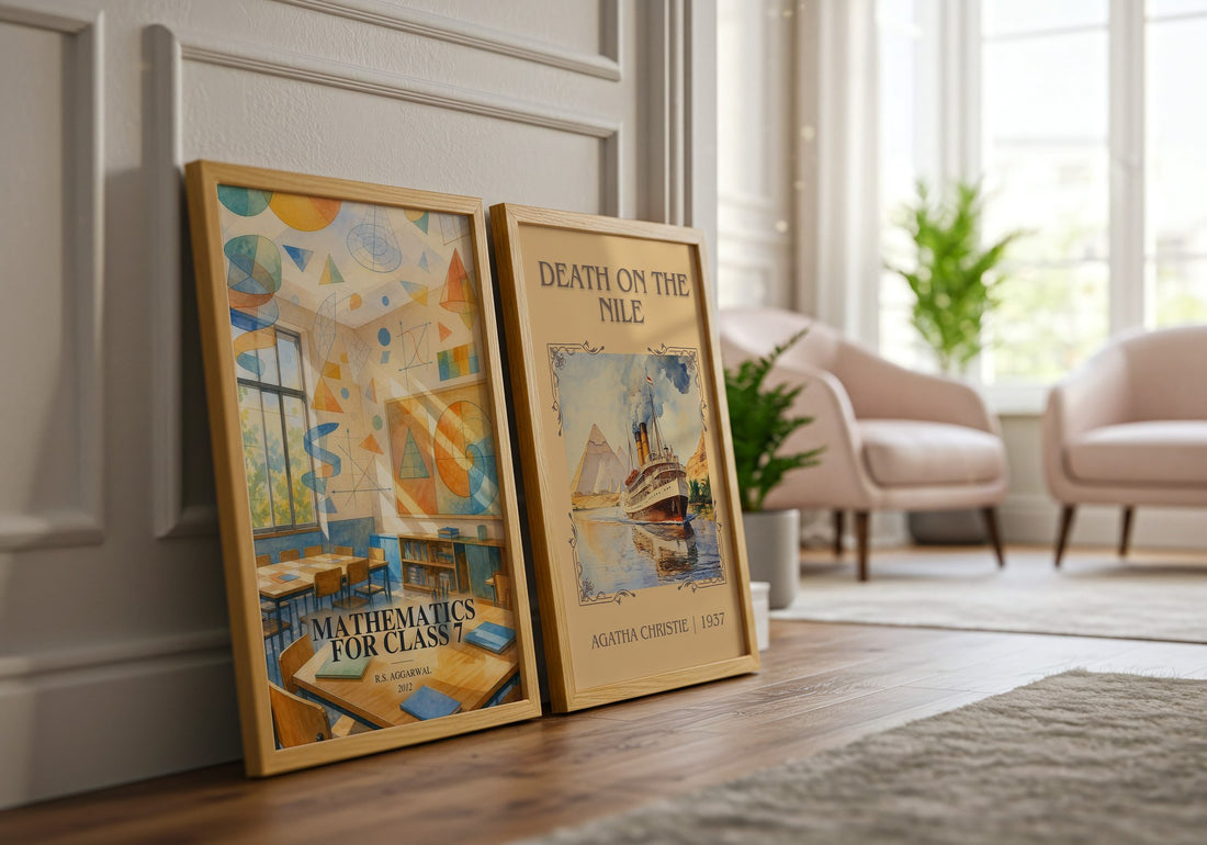 Mathematics For Class 7 watercolour print framed by window – literary home decor