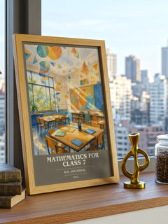 Mathematics For Class 7 book cover print framed by window – literary home decor