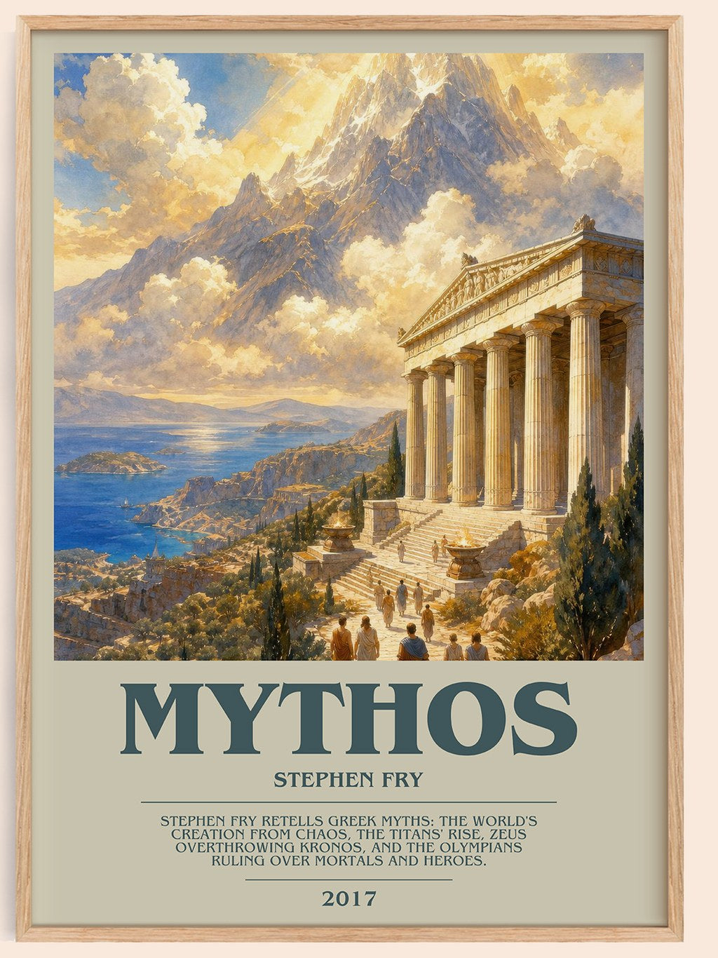 Mythos bookish book poster by Stephen Fry – framed literary art print