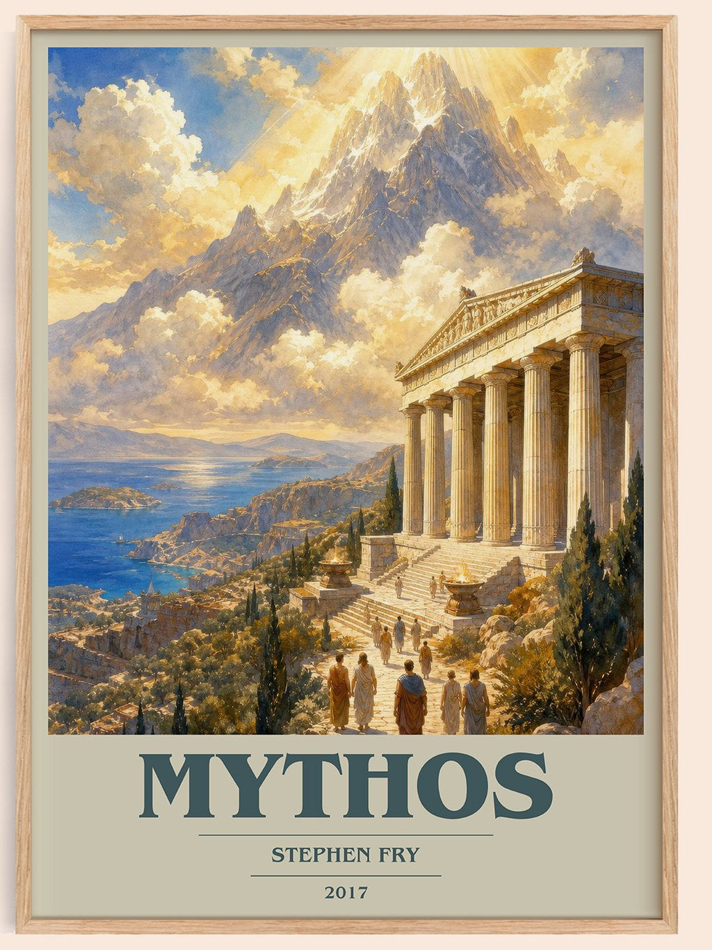 Mythos book cover book poster by Stephen Fry – framed literary art print