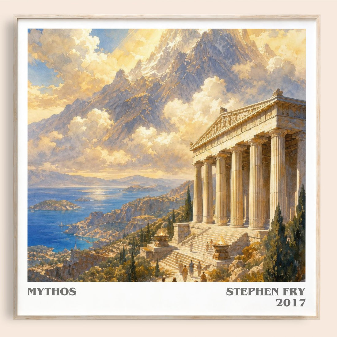 Mythos literary book poster by Stephen Fry – framed literary art print