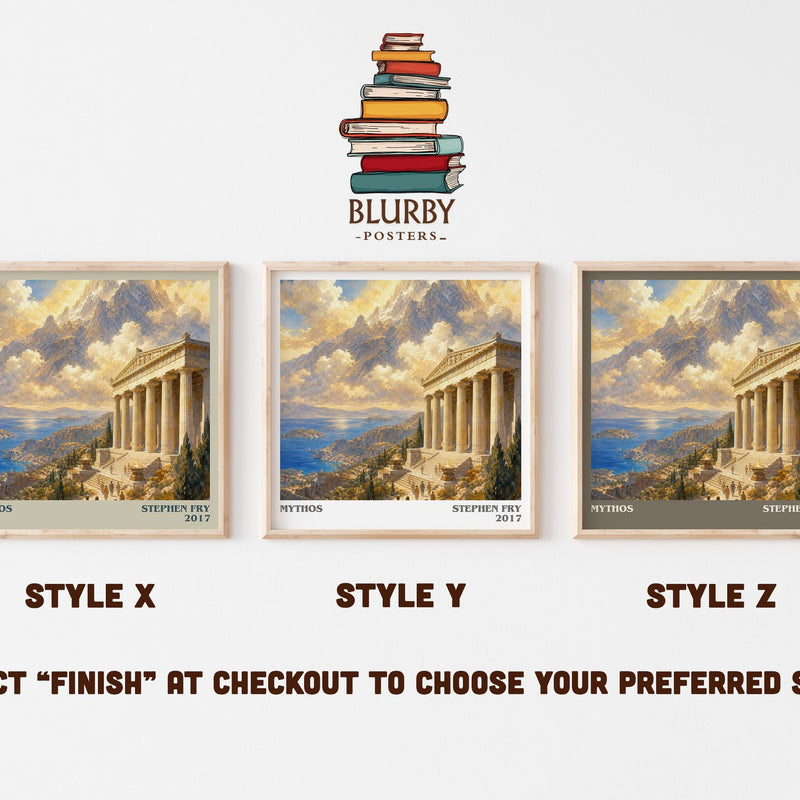Mythos literary print in frame leaning in hallway – non fiction wall art