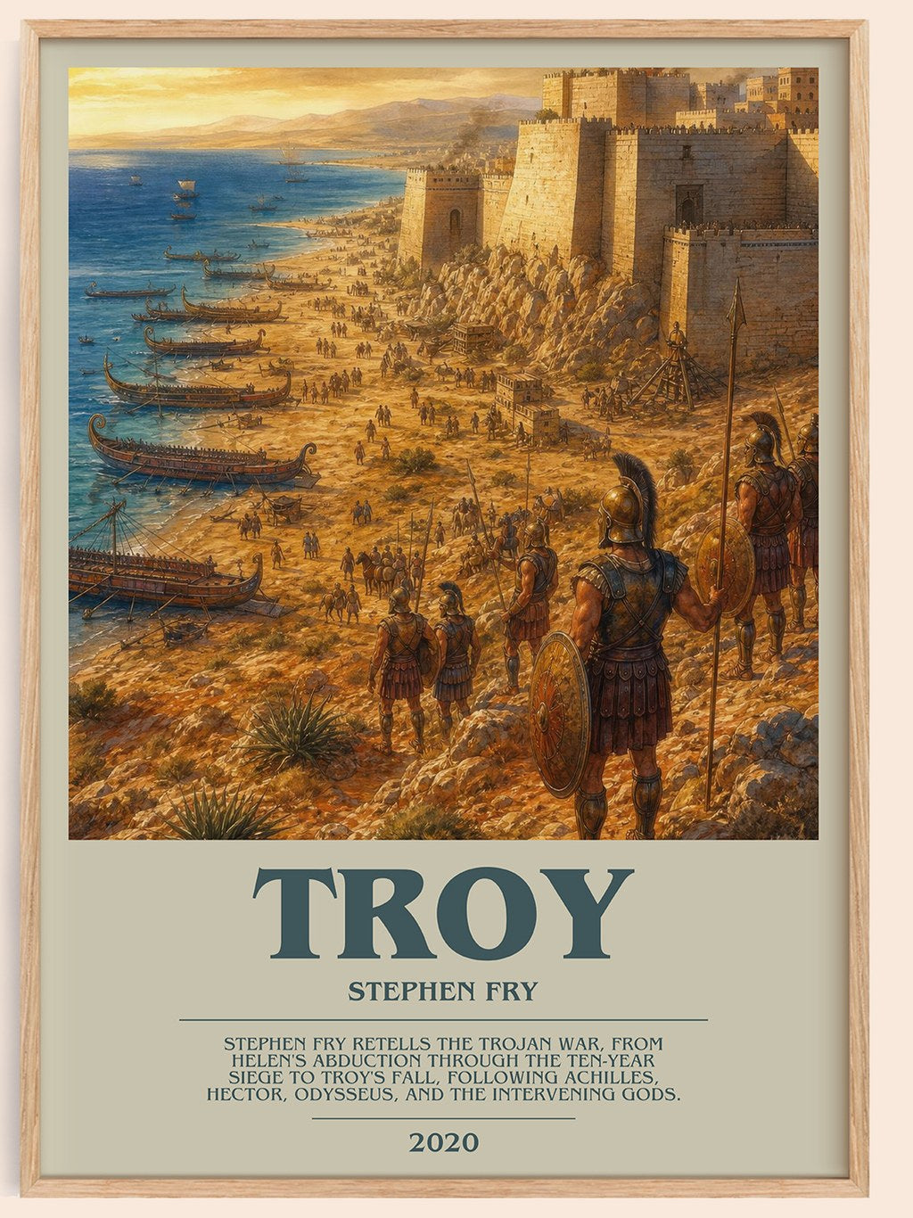 Troy bookish book poster by Stephen Fry – framed literary art print