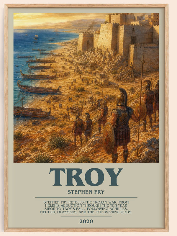 Troy bookish book poster by Stephen Fry – framed literary art print