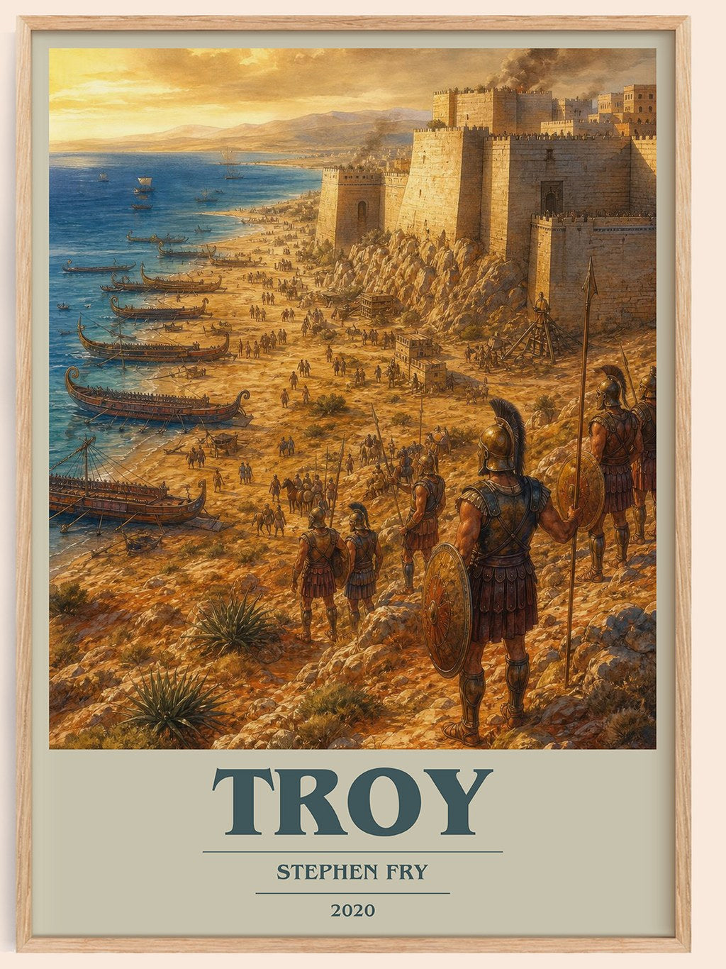 Troy book cover book poster by Stephen Fry – framed literary art print