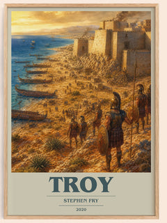 Troy book cover book poster by Stephen Fry – framed literary art print