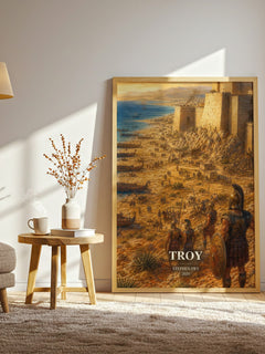 Troy watercolour print in frame leaning in hallway – literary fiction wall art