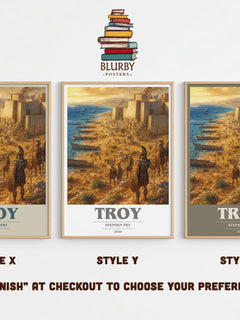 Troy book cover print in frame leaning in hallway – literary fiction wall art