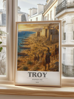 Troy book cover poster colour and style options – Stephen Fry book art