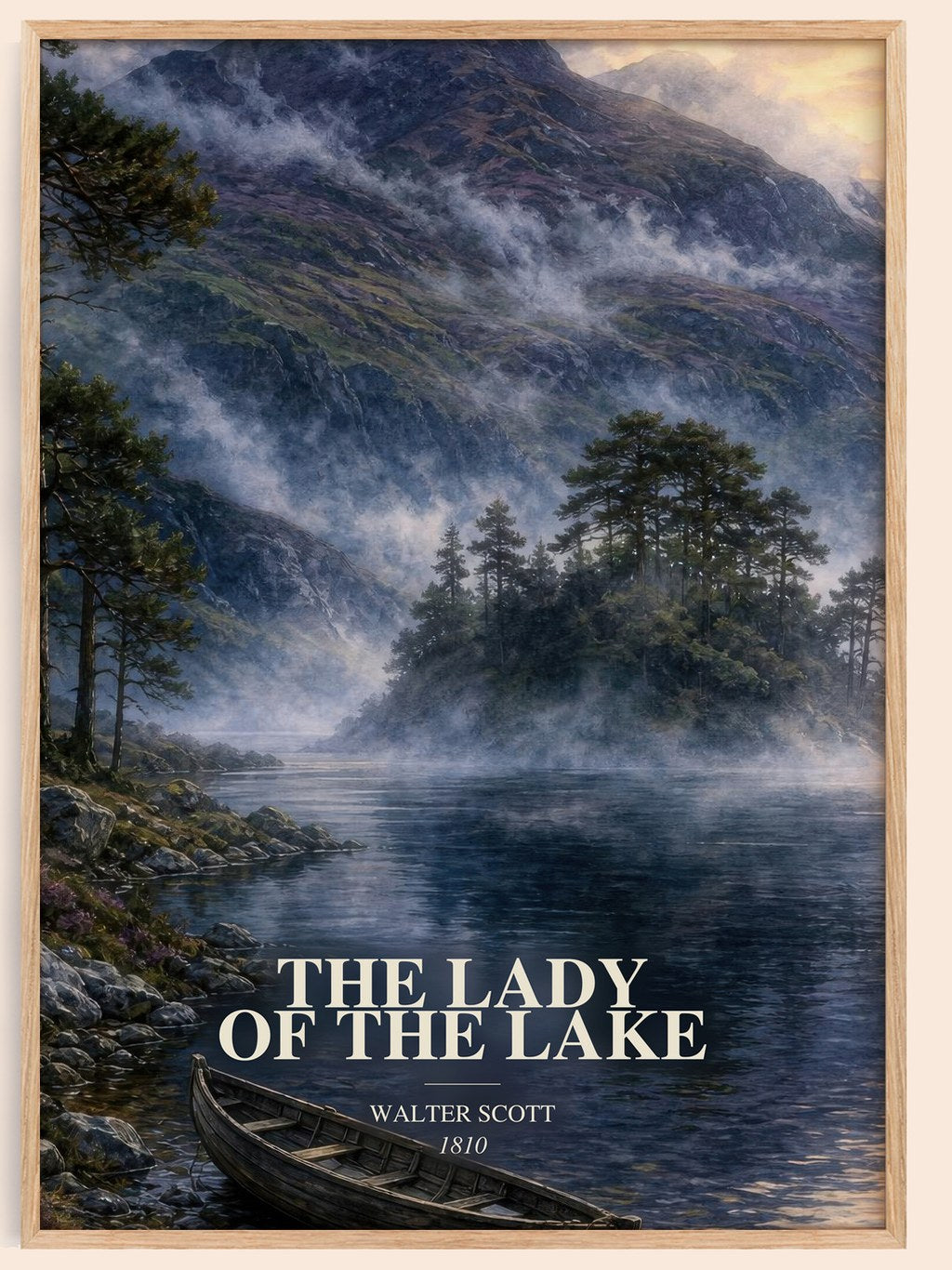 The lady of the lake watercolour book poster by Walter Scott – framed literary art print