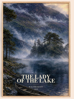 The lady of the lake watercolour book poster by Walter Scott – framed literary art print