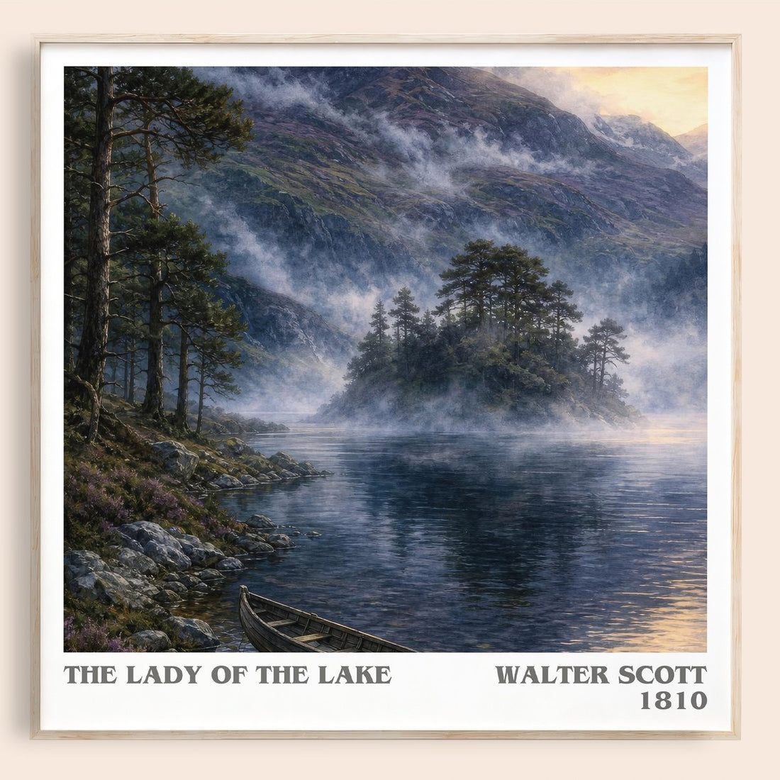 The lady of the lake literary book poster by Walter Scott – framed literary art print